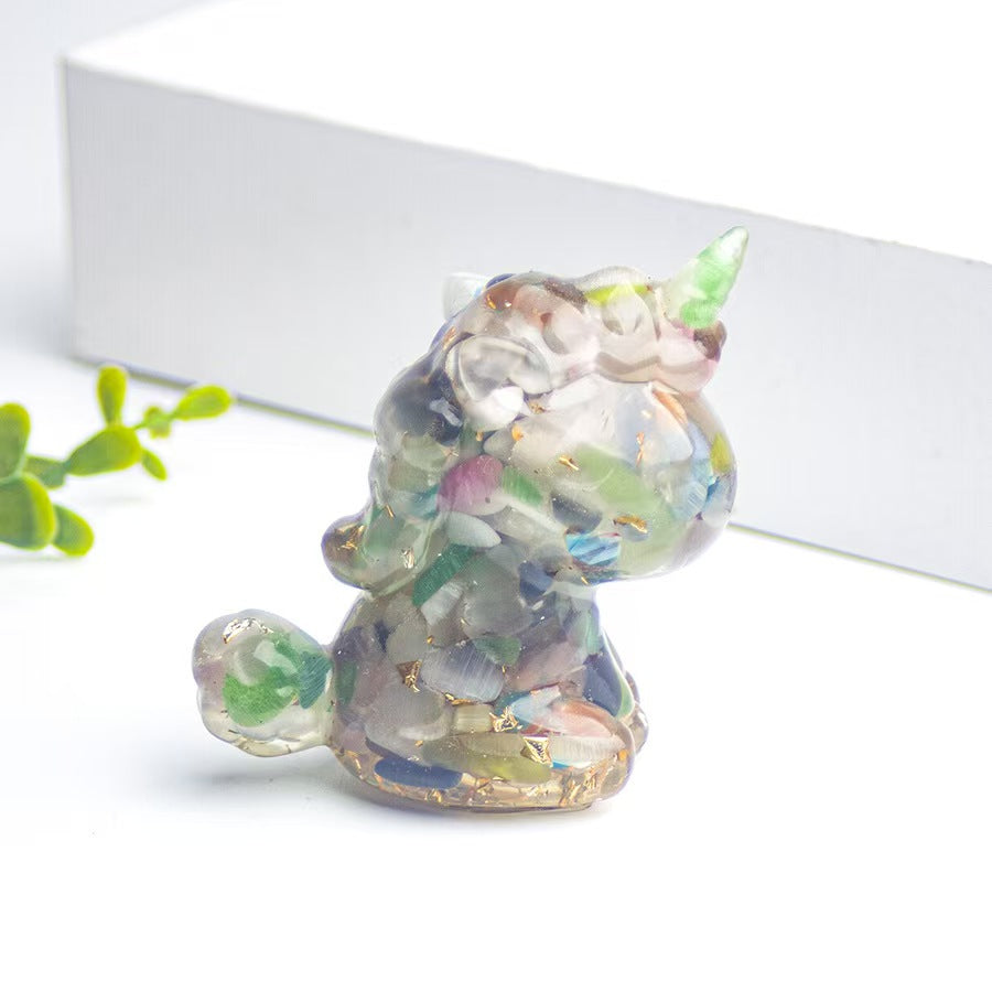 Orgonite Unicorn Figurine | Crystal Energy & Chakra Balancing Decor
