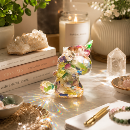Orgonite Unicorn Figurine | Crystal Energy & Chakra Balancing Decor